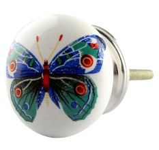 Multicolor Butterfly Ceramic Flat Cabinet Knob Online